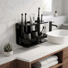 Wall Mounted Toothbrush Holder with Toothpaste Stand Bathroom Organizer Acrylic Toothbrush Holder (Black, Wall Mount)